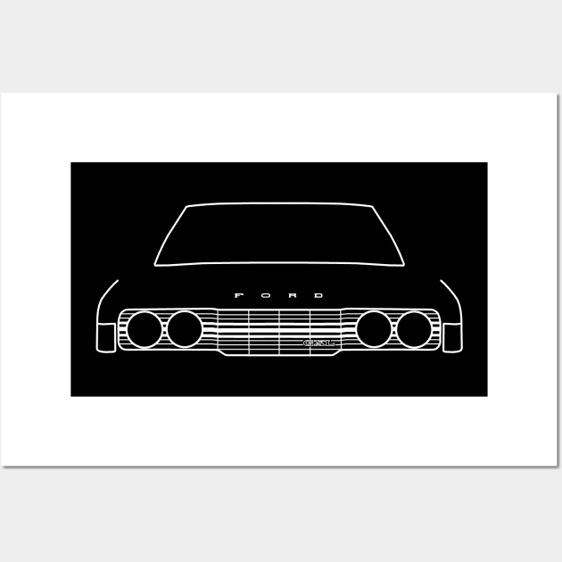 Ford Cortina Mk3 outline graphic (white) Wall Art by soitwouldseem